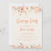 ピーチベージュアイボリー花サプライズ誕生日パーティー 招待状 (正面)