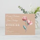 ピーチベージュウォーターカラー結婚フローラ 招待状 (スタンド正面)