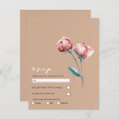 ピーチベージュウォーター色フローラウェディングRSVP 招待状 (正面/裏面)