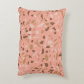 ピーチベージュタンブラウンテラゾマーブルパターン アクセントクッション (裏面(縦))