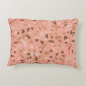 ピーチベージュタンブラウンテラゾマーブルパターン アクセントクッション (裏面)