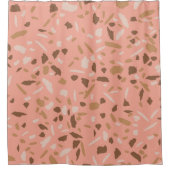 ピーチベージュタンブラウンテラゾマーブルパターン シャワーカーテン (正面)