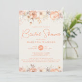 ピーチベージュフラワーズオンアイボリーブライダルシャワー 招待状 (スタンド正面)