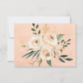 ピーチベージュフローラ金ゴールドオンピンクRSVPカード サンキューカード (裏面)