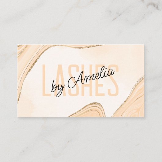 ピーチベージュ金ゴールドグリッターアゲートアイラッシュブロウ 名刺 (裏面)