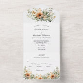 ピーチベージュ フラワー ウェディング オールインワン 招待状 (内側)