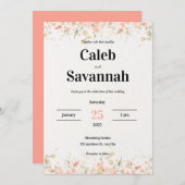 ピーチペタル結婚式招待状 招待状 (正面/裏面)
