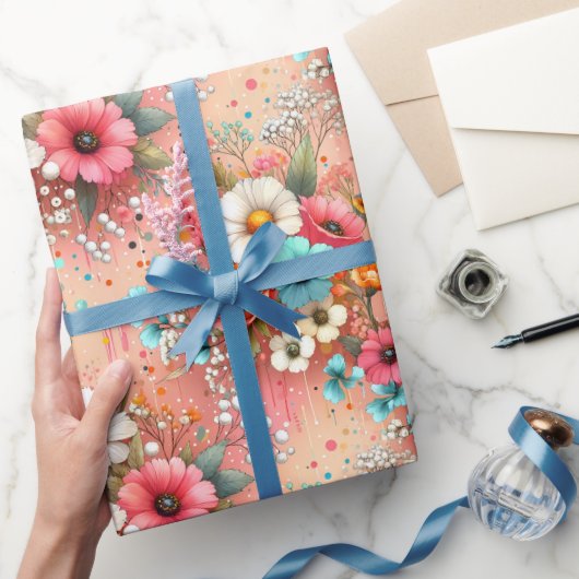 ピーチペタル開花 ラッピングペーパー (ギフト)