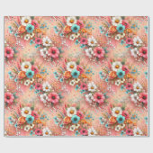 ピーチペタル開花 ラッピングペーパー (フラット)