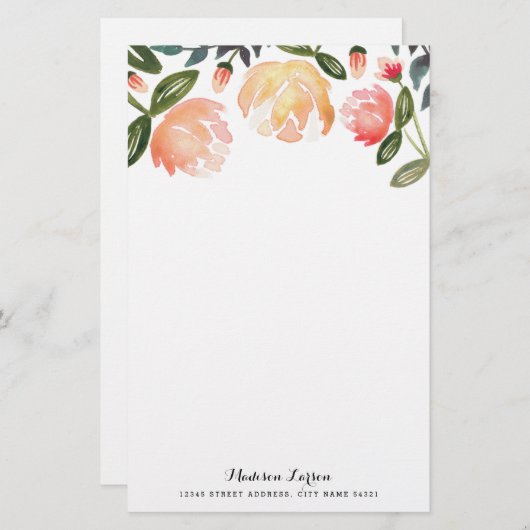 ピーチペニー文パーソナライズされた房具 便箋 (正面/裏面)