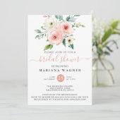 ピーチホワイトウォーターカラーフローラブライダルシャワーインビタ 招待状 (スタンド正面)