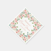 ピーチホワイトウォーターカラーフローラブライダルシャワー スタンダードカクテルナプキン (角)