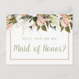 ピーチホワイトカントリーフローラメイド・オブ・オーナー（花嫁付き添い人）案 ポストカード