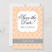 ピーチホワイトクローバー日付磁石を保存 マグネット招待状 (正面)