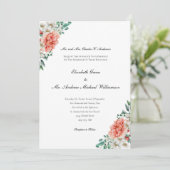ピーチホワイトグリーンエレガントフォーマルフローラ結婚ズ 招待状 (スタンド正面)