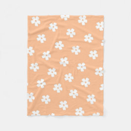 ピーチホワイトトロピカルフローラ春シューム フリースブランケット