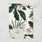 ピーチホワイトピーニー&グリーン葉フローラ結婚ズ エンクロージャーカード (裏面)