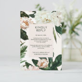 ピーチホワイトピーニー&グリーン葉フローラ結婚ズ 出欠カード (スタンド正面)