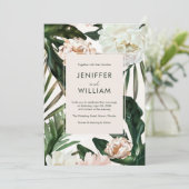 ピーチホワイトピーニー&グリーン葉フローラ結婚ズ 招待状 (スタンド正面)