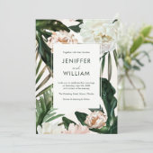 ピーチホワイトピーニー&グリーン葉フローラ結婚ズ 招待状 (スタンド正面)