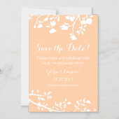 ピーチホワイトフラワーデイトマグネットを保存 マグネット招待状 (正面)