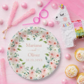 ピーチホワイトフローラ結婚ズ ペーパープレート (パーティー)