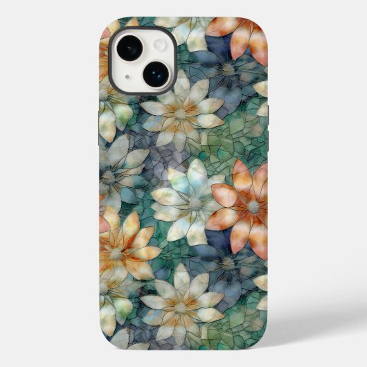ピーチホワイトブルーグリーンフローラ Case-Mate iPhoneケース (裏面)