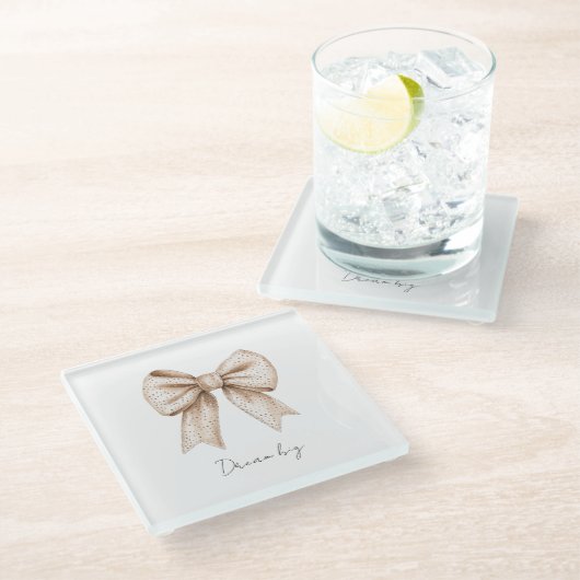 ピーチホワイトボウ ガラスコースター (アングル)