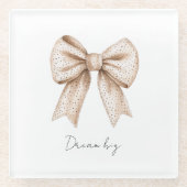 ピーチホワイトボウ ガラスコースター (正面)