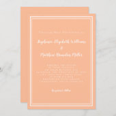 ピーチホワイト結婚ズシンプルミニマルモダンリストシック 招待状 (正面/裏面)