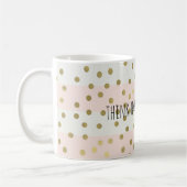 ピーチホワイト金ゴールドストライプ紙吹雪ハッピー思考 コーヒーマグカップ (左)