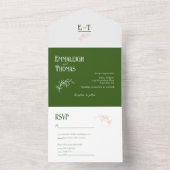 ピーチホワイト+グリーンシンプルモダン結婚ズ オールインワン招待状 (内側)