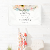 ピーチホワイト&ピンクフローラブライダルシャワー 横断幕 (インサイチュ)