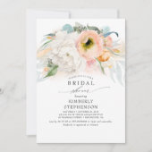 ピーチホワイト&ピンクフローラボヘミアンブライダルシャワー 招待状 (正面)