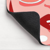 ピーチポップ・アートのアかわいらしート女性サングラスレッドリップ マウスパッド (コーナー)