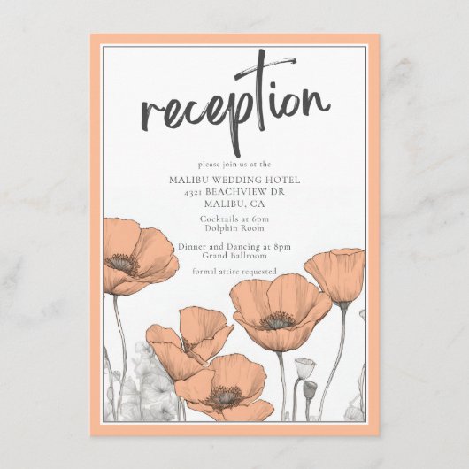 ピーチポピーフローラエレガントウェディング披露宴 エンクロージャーカード (正面)