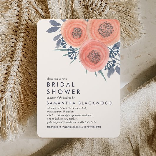 ピーチポピーブライダルシャワー 招待状