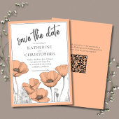 ピーチポピーモダンエレガントフローラ結婚ズ セーブザデート