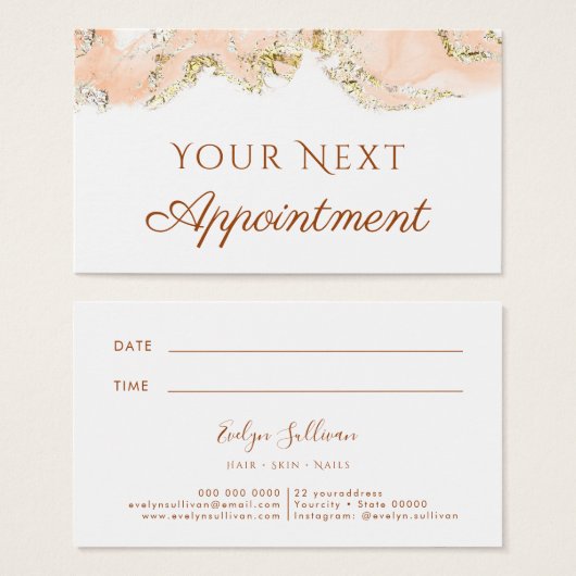 ピーチマリングデザインアポイントメントカード (正面&裏面)