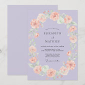 ピーチマーブルの花冠の結婚式 招待状 (正面/裏面)