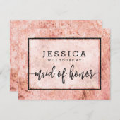 ピーチマーブルウィズウィズマイメイド・オブ・オーナー(花嫁付き添い人) 招待状 (正面/裏面)