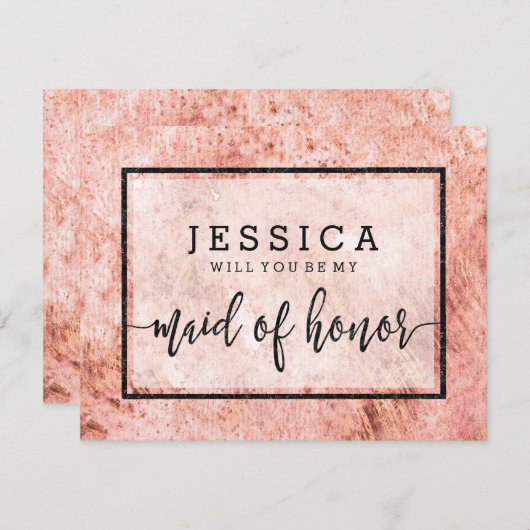 ピーチマーブルウィズウィズマイメイド・オブ・オーナー(花嫁付き添い人) 招待状 (正面/裏面)