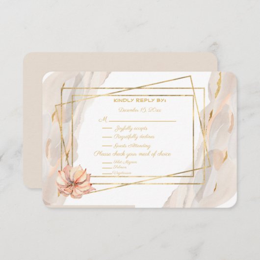 ピーチマーブル金ゴールドスパークとピーチサボテン 出欠カード (正面/裏面)