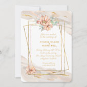 ピーチマーブル金ゴールドスパークとピーチサボテン 招待状 (正面)