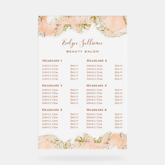 ピーチマーリングデザイン価格表 アクリルサイン (正面)