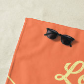 ピーチミッドセンチュリーイエローレトロドットサマーラブ ビーチタオル (インサイチュ)