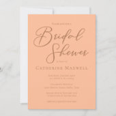 ピーチミニマリストスクリプトサマーブライダルシャワー 招待状 (正面)