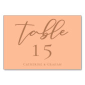 ピーチミニマリストスクリプトトレンディーサマー結婚ズ テーブルナンバー (裏面)