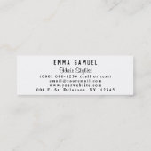 ピーチミニマルエレガントコーラルヘアスタイリスト スキニー名刺 (裏面)