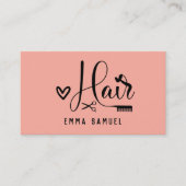 ピーチミニマルエレガントコーラルヘアスタイリスト 名刺 (正面)